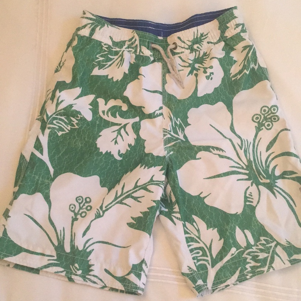 GapKids XL(12) Boys Green and White Swim Trunks
